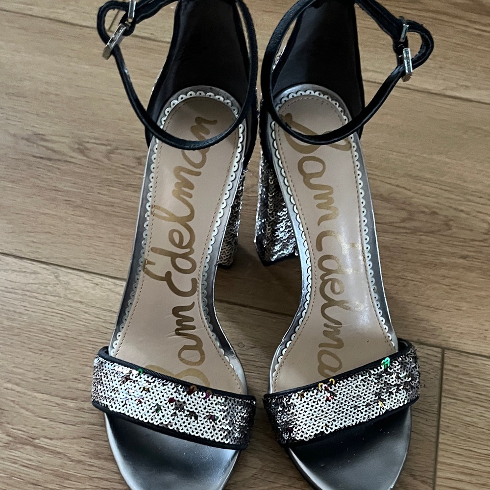 Sam Edelman Glittery Black and Silver Heels